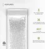ASD LED 24 Inch Bubble Glass Wall Light Fixture | 22W 530LM 3000-5000K 100-277V | 3CCT, Waterproof, Dimmable, Up-Down Glow, ETL Listed | Exterior Flush Mount Sconce, Outdoor Lighting | White