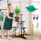 6-Tier Corner Plant Stand, Indoor Plant Stand with L-shaped Base, Aesthetic Metal Plants Shelf for Multiple Plants Flower Pot, MDF Outdoor Plant Holder for Patio Balcony (Rustic Brown)