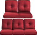 Pop 22x25/22x24 Outdoor Cushions for Patio 5 Piece Set - Set of 5 Water-Resistant Replacement Cushion for Wicker Dining Rocking Swivel Chairs Loveseat Couch Sectional Sofa - Red/Button