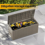 200 Gallon Deck Box, Resin Outdoor Indoor Waterproof Storage Box, Lockable Storage Box With Handle for Patio Furniture - Garden Tools - Swimming Pool Tools UV-Resistant, Grey