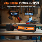3000 Watt Power Inverter Car/Home 12V DC to 110V/120V AC Converter with 2 AC Outlets, USB & Type-C Port Car Inverter Peak Power 6000W for RV,Truck,Off-Grid Solar System with Remote Controller-Orange
