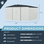 U-MAX 12x10 Storage Shed, Large Metal Outdoor Garden Sheds & Outdoor Storage Clearance, 10x12 Tool Shed Outdoor Storage Lockable for Backyard Outside Use in White