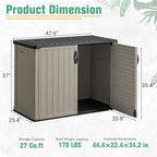 Greesum Outdoor Horizontal Storage Sheds 27 Cu.ft Resin Large Storaged Box Weather Resistance, Without Shelf, Easy to Assemble, Prefect for Garden, Patios, Backyards, Beige