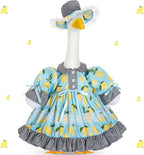 Lolita Goose Outfit Set for 23'' H Plastic Porch Cement Statue Cute Lolita Skirt Fall Spring Summer Goose Costume for Indoor Outdoor Yard Lawn Patio Art Decor(Lemon)