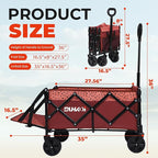 Collapsible Tailgate Wagon with Wheels, Compact Size Folding Utility Cart, 380LBS Capacity for Garden, Grocery, Beach, Camping – Portable Heavy Duty Cart(Brick Dot)