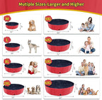 Foldable Dog Pool, 32" x 8" Kiddie Pool with Hard Plastic, Non-Slip Dog Bath Tub for Outdoor Backyard, Collapsible Dog Swimming Pool for Kids Dogs Pets (Red)