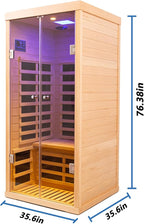 1 Person Infrared Sauna for Home Deluxe Transparent Large Glass Hemlock Wood Low EMF FAR Infrared Sauna, 1420 watts 7 Heating Panels Indoor Personal Saunas with Blue-Tooth, LCD Display