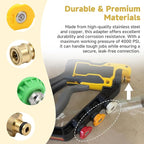 Pressure Washer Adapter with 1/4" Quick Connect and 5 Nozzles, 6" Metal Adapter Replacement Compatible with Ryobi, Dewalt, Husky, Portland and Harbor Freight, 3000 PSI