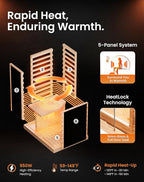 PAETA Infrared Sauna | 1-Person Indoor Dry Sauna with 5 Carbon Heaters | Fast & Even Heating Low EMF | Bluetooth & Chromotherapy for Home Sauna(Wooden)