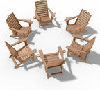 Folding Adirondack Chairs Set of 6,Adirondack Chair with Retractable Ottoman,Plastic Adirondack Chairs with 2 Cup Holder,Weather Resistant Patio Chair,Outdoor Chairs Set of 6(Teak)