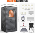 XL Portable Steam Sauna for Home - 2000W Box w/ 3L Tank, Folding Chair, Fast Setup Indoor Saunas for Muscle Relief & Detox, Compact Home Sauna Spa for Family Relaxation