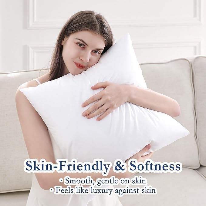 puredown® 16x16 Outdoor Pillow Inserts, Set of 2, Fluffy Soft Waterproof Down Alternative Square Form Sham Stuffer for Porch Swing Sofa Couch Cushion Patio Furniture
