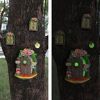Fairy Door and Windows Garden Kit Accessories Outdoor, Glow in Dark Gnome House for Tree, Lawn Yard Art Sculpture, Miniature Garden Decor (Fairy)
