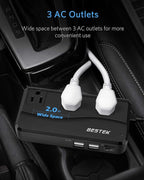 BESTEK 200W Power Inverter DC 12V to 110V AC Inverter with 4.2A 4-Port USB Car Adapter (Black)