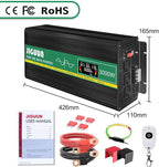 Pure Sine Wave Inverter,3000W 12V to 110V Power Inverter Converter,USB Output LCD Display for Household Home Car RV Camping Use W/Protective Cap