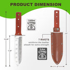 Topline Full Tang Hori Hori Garden Knife, Hori Hori Knife with Sharpening Stone, Double-edge Stainless Steel Blade, Heavy Duty Leather Sheath Included, Garden Tools for Digging, Weeding, Planting