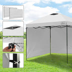 KAMPKEEPER 10x10 Easy Pop Up Canopy Tent with Sidewalls, Instant Outdoor Shade Shelter with Removable 10FT Sun Walls, Quick Setup Waterproof and UV-Resistant for Patio (White, 2 sidewall)