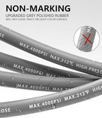 Pressure Washer Hose 200FT 4000 PSI, Kink Resistant Steel Braided Layer & NonMarking Rubber for Hot/Cold Water, High Power Washer Hose With 3/8 Inch Quick Connect & M22 Fitting, Gray