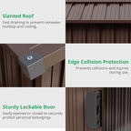 8X12 FT Large Metal Outdoor Storage Shed, Galvanized Steel Garden Tool Shed with Lockable Double Doors & Ventilation for Bicycles, Tools, Lawnmowers, Backyards, Patios, Lawns, Brown