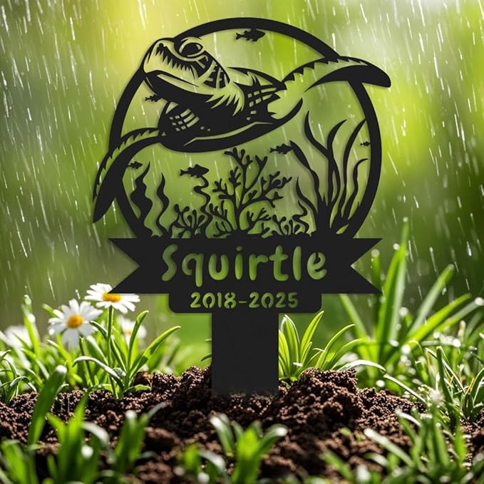 Custom Turtle Metal Memorial Plque,Personalized Turtle Remembrance Stake,Turtle Loss,Grave Markers,Outdoor Garden Decor,Yard Sign turtle 14inch