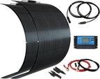 Flexible Solar Panel kit 200W 12V,2PCS 100W Monocrystalline Module,20A Charge Controller,Extension Cable Off-Grid Charger for RV Boat Van Car Curve Surfaces (200W Solar KIT)
