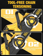 14 Inch Brushless Electric Chainsaw Cordless for Dewalt 20V Battery, Compact Chain Saw with Auto Oiler, Low Kickback, Battery Powered Chainsaw for Tree Trimming, Storm Clean-Up, Wood Cutting, Pruning