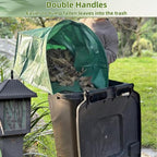 2 pack 53 gallons Leaf Collector Reusable Yard waste bags Heavy Duty Extra Large lawn Leaf Bags Chute With Handles Garden dustpan Bags for Leaves Debris Grass Clipping