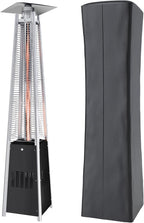 Kingdura 48,000 BTU Pyramid Patio Heater with Cover & Wheels, Outdoor Patio Heaters for Outdoor Use, Triple Safety Protection, 87" Quartz Glass Tube Propane Heater for Deck Backyard Commercial Balcony