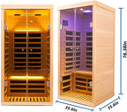 Hemlock 1 Person Infrared Sauna for Home, Luxury Personal Indoor Sauna Spa, 1420w/120v Ultra Low EMF Infrared Sauna, App&LCD Panel Controls, Bluetooth Speakers, Chromotherapy Lights, Reading
