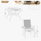 Sophia & William Patio Dining Set 5 Pieces, 4 Stackable Aluminum Textilene Dining Chairs with 37"x 37" Square Dining Table, Patio Table Chair Set for Outdoor Garden Lawn (Beige)