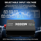 New Upgraded 3000 Watts Pure Sine Wave Inverter, 12V DC to 110V AC Power Inverter with 4 AC Outlets, USB Port, Type-C Port for Truck, Vehicle, Power Outage, Remote Control with LCD Screen