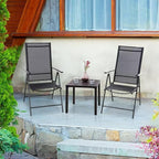 PHI VILLA Indoor Outdoor Small Metal Square Side/End Table, Patio Coffee Bistro Table, Black