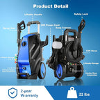 5000 PSI Pressure Washer with 33FT Hose Power Washers Powered Professional High Pressure Cleaner Machine, Foam Cannon, 4 Tips, powerwashers for Home Cars