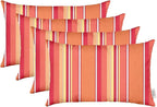 RSH DECOR: Sunbrella Lumbar Throw Pillows Set of 4 | 20" x 12" | Water and Fade-Resistant Performance Fabric | Outdoor Pillow Covers with Down-Alternative Inserts | Dolce Mango