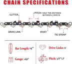 E & S 3 Pack 14 Inch Chainsaw Chain 3/8" LP Pitch .050" Gauge 52 Drive Links Semi-Chisel Chain Saw Chains for Husqvarna, Poulan, Craftsman, Greenworks and More Chainsaw Brands