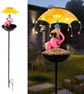 Bird Feeder Solar Garden Decor, Waterproof Flamingo Metal Wildbird Cardinals Hummingbirds Feeders with LED Lights, Gifts for Mom Grandma Bird Lovers Outdoor Path Yard Decoration