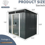 6X5 FT Outdoor Storage Shed, Waterproof Metal Garden Sheds with Lockable Door, Steel Tool Storage Buildings Shed & Outdoor Storage House for Garden, Backyard, Patio, Lawn, Trash Cans(Black and White)