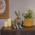 DiliComing Grey Resin Rabbit Garden Statue - 12 Inch Large Garden Statues for Home Yard Decor Garden Statues for Outside Balcony Bunny Decor for Garden Gifts