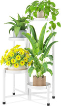 iDavosic.ly Plant Stand Indoor Outdoor, 4 Tier Corner Metal Flower Display Holder Shelf, Folding Tall Orchid Rack for Patio Balcony Porch Garden Living Room House, White