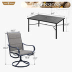 Sophia & William Patio Dining Set 7 Pieces, 6 x Swivel Patio Dining Chairs Qucik Dry, Large 64" Metal Dining Table, for Patio Garden Backyard Support 300lbs