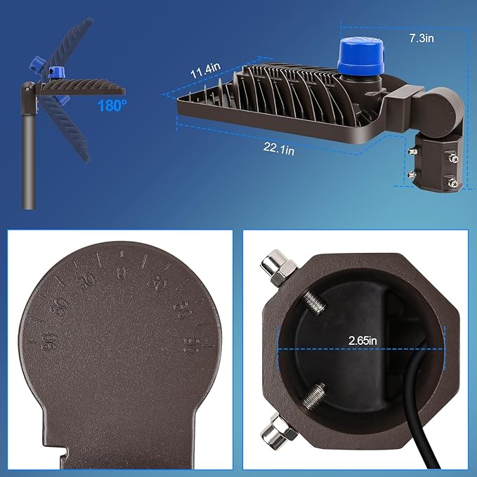 LEDMO 1Pack 52500LM LED Parking Lot Light 350W Dusk to Dawn Outdoor Pole or Wall Mount Commerical Area Lighting Street Foold Security Lights Shoebox Lamp Slip Fitter 5000K IP65 for Sport Stadium Yard