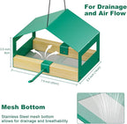 FANHAO Metal Bird Feeder for Outdoors Hanging, Wild Bird Feeder House with Rust-Resistant Mesh, Hanging Platform Bird House Feeder for Attracting Birds, Weatherproof, Easy to Clean & Refill