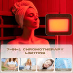 2 Person Infrared Sauna, Full Spectrum Sauna for Home, Indoor Dry Saunas with 5 Carbon Panels and 1 Carbon Tube, Oxygen Bar and 7 Color Light Strips, Canadian Hemlock,110V