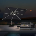 PURPLE LEAF 10' X 13' Double Top Deluxe Solar Powered LED Rectangle Patio Umbrella Offset Hanging Umbrella Outdoor Cantilever Umbrella, Grey