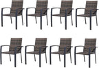 Outdoor Dining Chairs Set of 8, Stackable Patio Chairs with Woven Rattan Back & Seat, Perfect for Patio, Garden, or Deck, Rattan Gray Brown