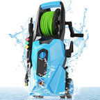 Pressure Cleaner 5000 PSI,2.8 GPM Power Cleaner with Foam Cannon,Portable Cleaner with 33ft Hose Reel,4 Nozzle Tips,and Soap Bottle for Cars/Home/Driveways/Patios/Decks/Fences(Light Green)