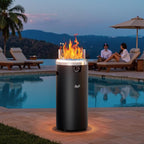 BALI OUTDOORS Propane Fire Pit Black, Column Outdoor Fire Pit Round, Outdoor Firepits for Outside Garden, Patio