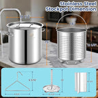 ARC 52QT Stainless Steel Stockpot With 200,000BTU Propane Burner, Seafood Boil Pot and Burner with Basket and Steamer Rack, Cookware for Crawfish Crab Shrimp Lobster Boil, Turkey Fryer, Tamale Steamer