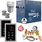 SteamSpa 12kW Steam Sauna Generator Executive Bundle 240V Steam Generator with Touch Pad, Steamheads, Pressure Relief Valve, Built-in Auto Drain, LED Light, Filter and Quick Install Kit EXT1200BN-A