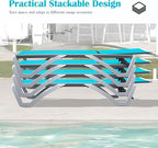 Domi Outdoor Lounge Chair Set of 3, Aluminum Patio Chaise Lounge with 5 Position Adjustable Backrest and Wheels, All Weather Reclining Chair for Patio, Yard, Balcony, Poolside (Lake Blue)